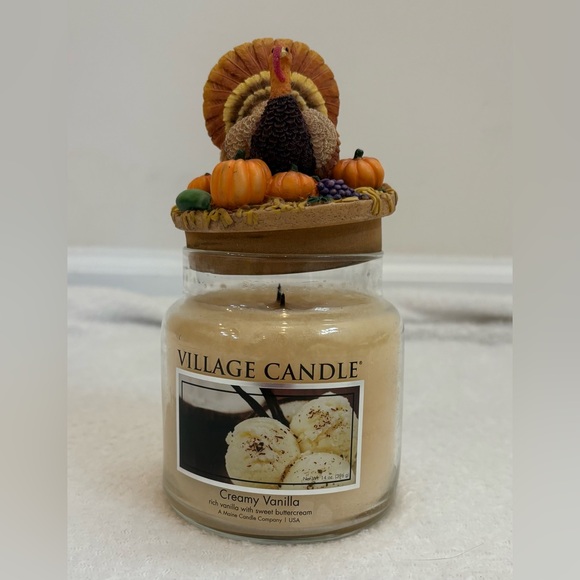 Village Candle & Yankee Candle Other - Creamy Vanilla Village Candle with Yankee Candle Turkey Lid
